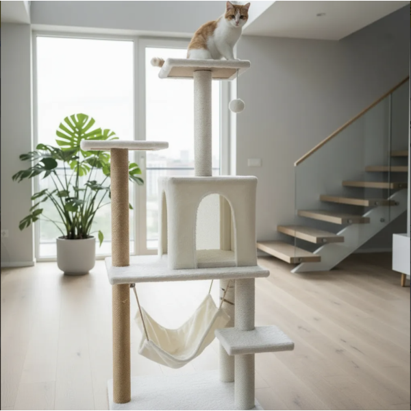 Rascador Para Gatos Gimnasio Mueble Arbol Torre Hamaca