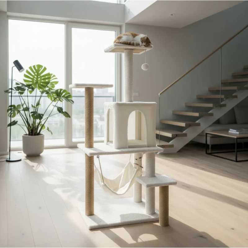 Rascador Para Gatos Gimnasio Mueble Arbol Torre Hamaca