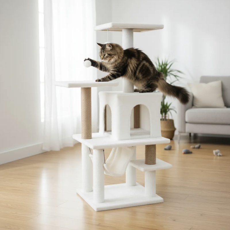 Rascador Para Gatos Gimnasio Mueble Arbol Torre Hamaca