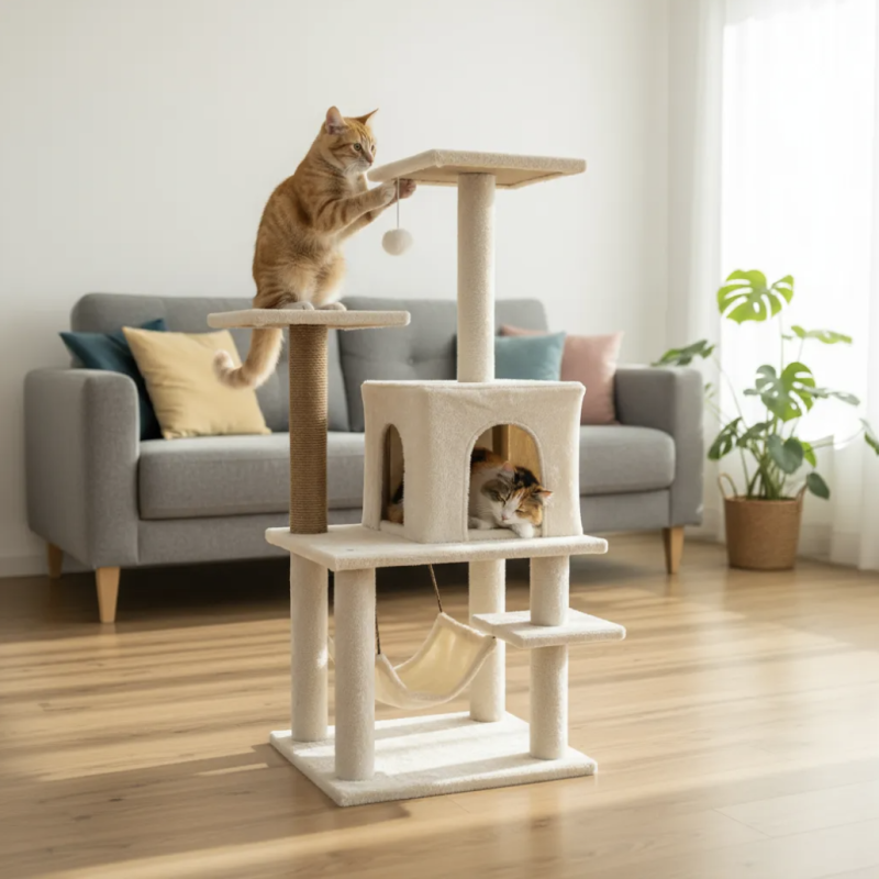 Rascador Para Gatos Gimnasio Mueble Arbol Torre Hamaca